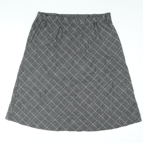 Bonmarché Womens Grey Check Polyester A-Line Skirt Size 20
