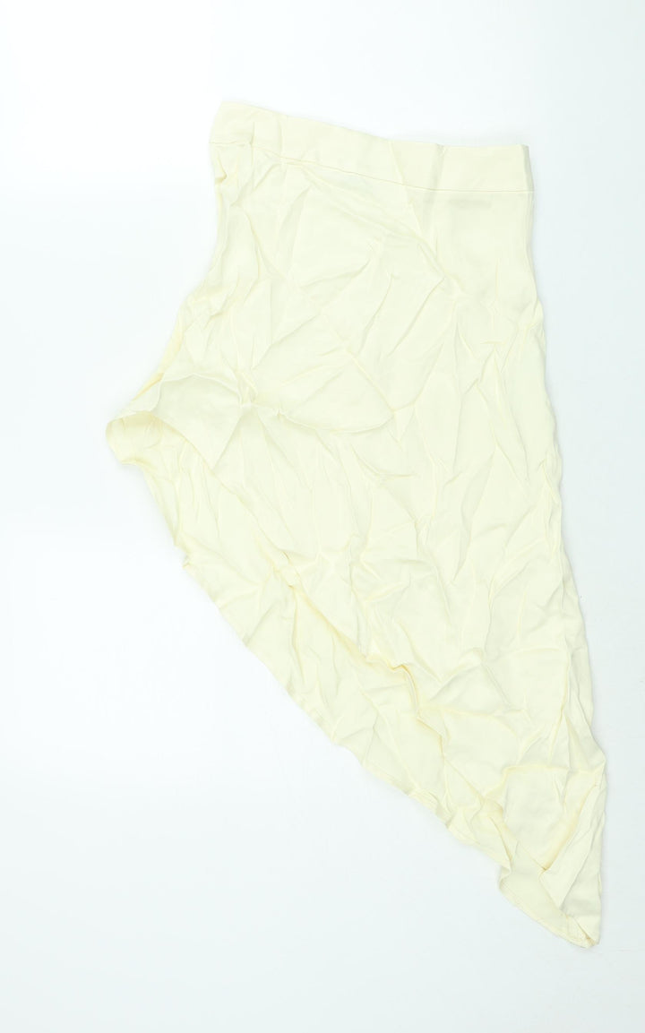 Zara Womens Ivory Viscose A-Line Skirt Size XS Zip - Asymmetric Hem