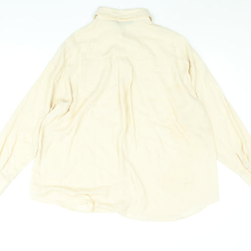 Zara Womens Beige Polyester Basic Button-Up Size M Collared