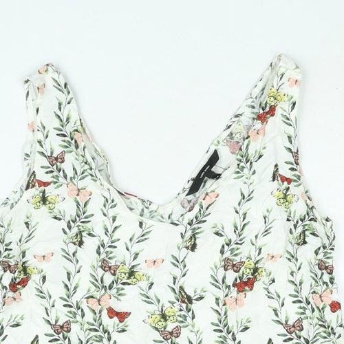 VERO MODA Womens Multicoloured Floral Viscose A-Line Size M V-Neck Pullover - Smocked