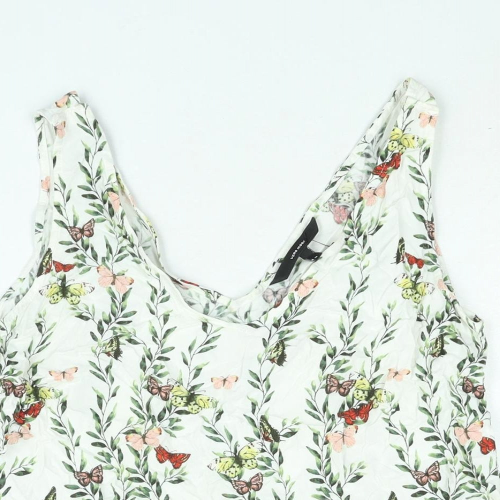 VERO MODA Womens Multicoloured Floral Viscose A-Line Size M V-Neck Pullover - Smocked