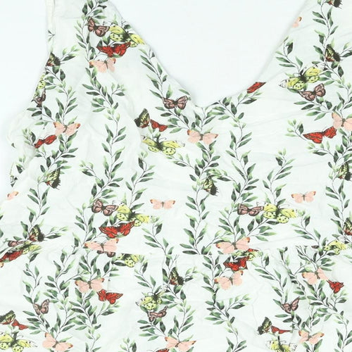 VERO MODA Womens Multicoloured Floral Viscose A-Line Size M V-Neck Pullover - Smocked