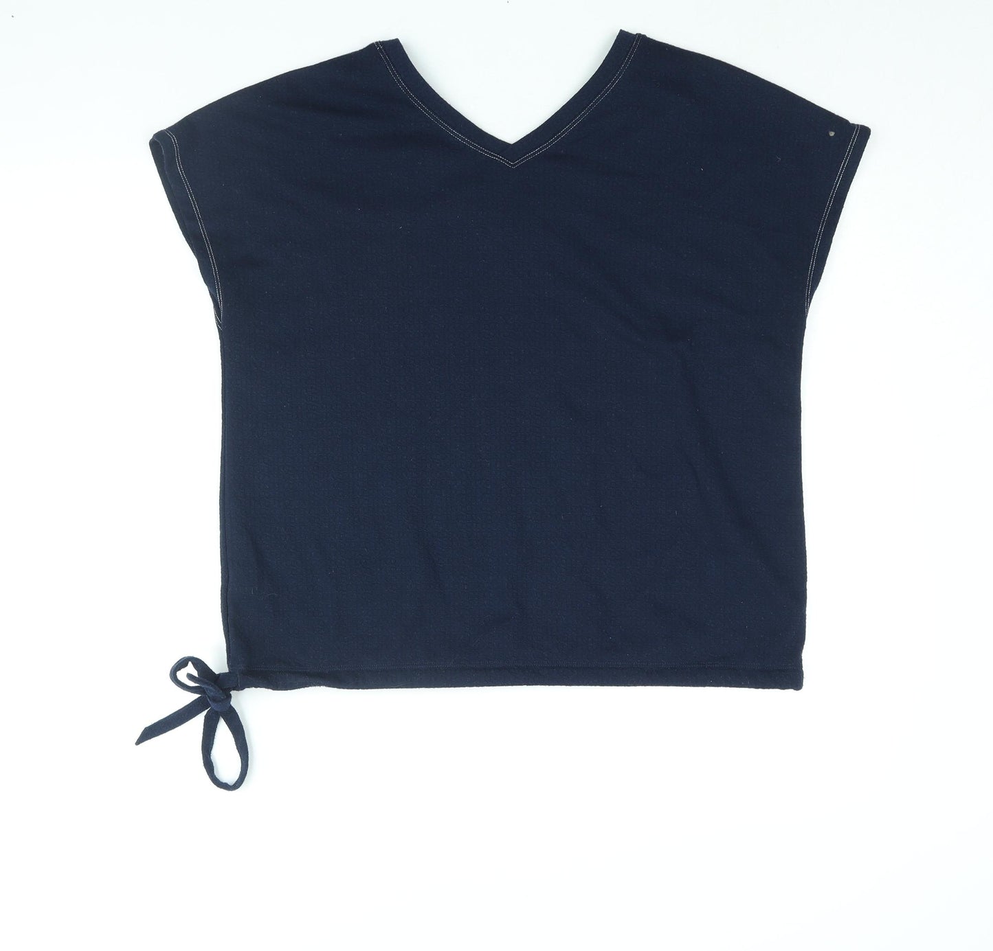 Marks and Spencer Womens Blue Polyester Basic Blouse Size 14 V-Neck - Drawstring Hem