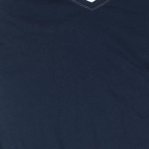 Marks and Spencer Womens Blue Polyester Basic Blouse Size 14 V-Neck - Drawstring Hem
