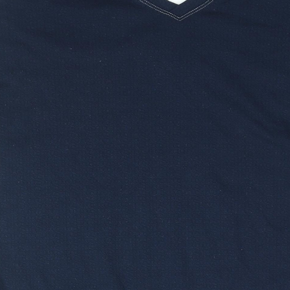 Marks and Spencer Womens Blue Polyester Basic Blouse Size 14 V-Neck - Drawstring Hem