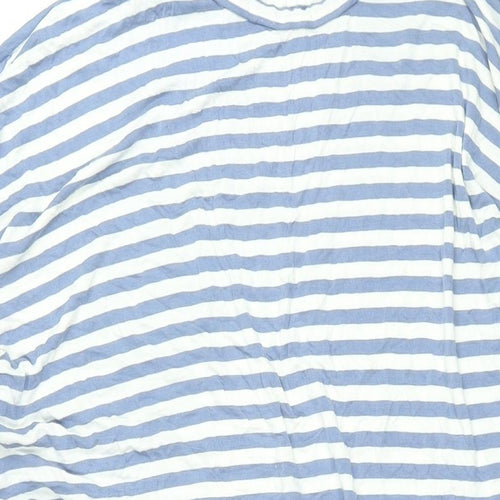 Monki Womens Blue Striped Viscose T-Shirt Dress Size L Round Neck Pullover