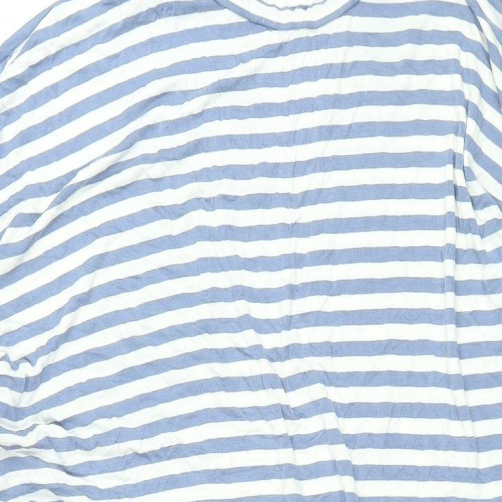 Monki Womens Blue Striped Viscose T-Shirt Dress Size L Round Neck Pullover