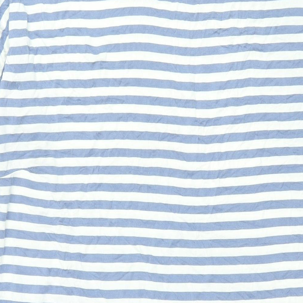 Monki Womens Blue Striped Viscose T-Shirt Dress Size L Round Neck Pullover