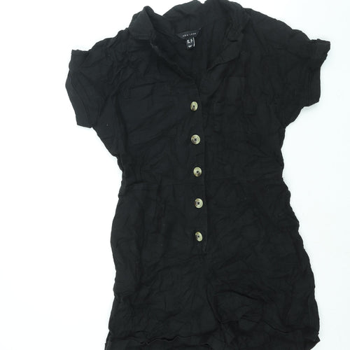 New Look Womens Black Polyester Playsuit One-Piece Size 12 Button