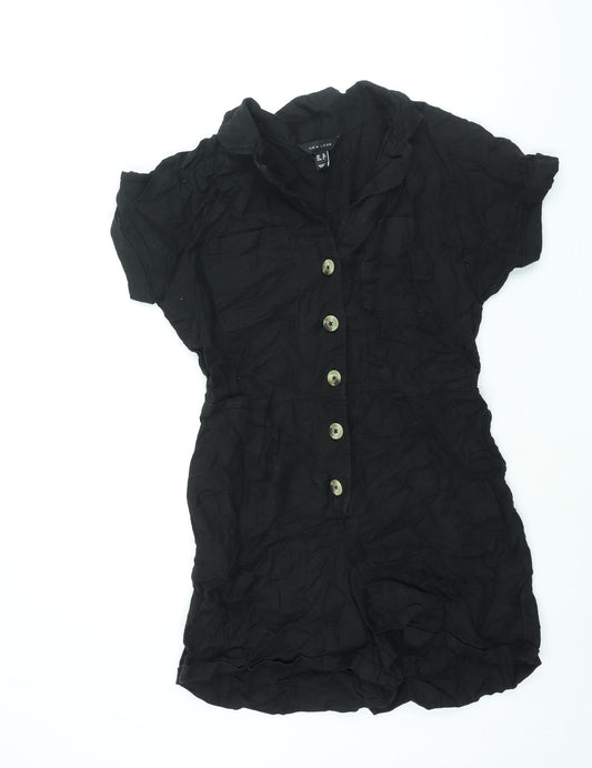 New Look Womens Black Polyester Playsuit One-Piece Size 12 Button