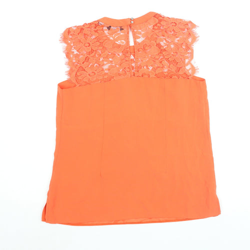 Dorothy Perkins Womens Orange Polyester Basic Blouse Size 12 Round Neck - Lace