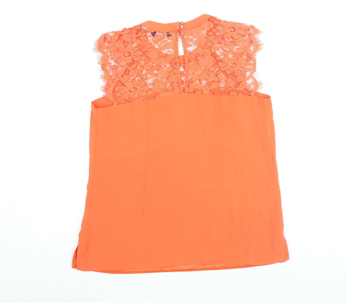 Dorothy Perkins Womens Orange Polyester Basic Blouse Size 12 Round Neck - Lace