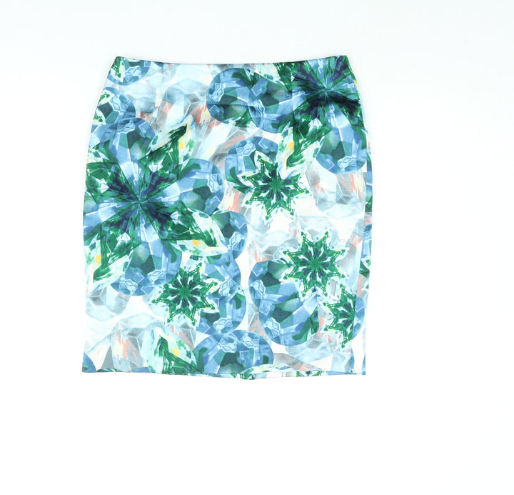 The Executive Womens Multicoloured Geometric Polyester Straight & Pencil Skirt Size M Zip