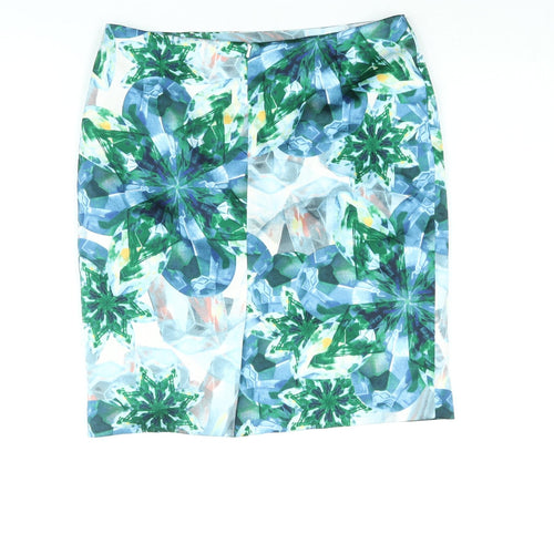 The Executive Womens Multicoloured Geometric Polyester Straight & Pencil Skirt Size M Zip