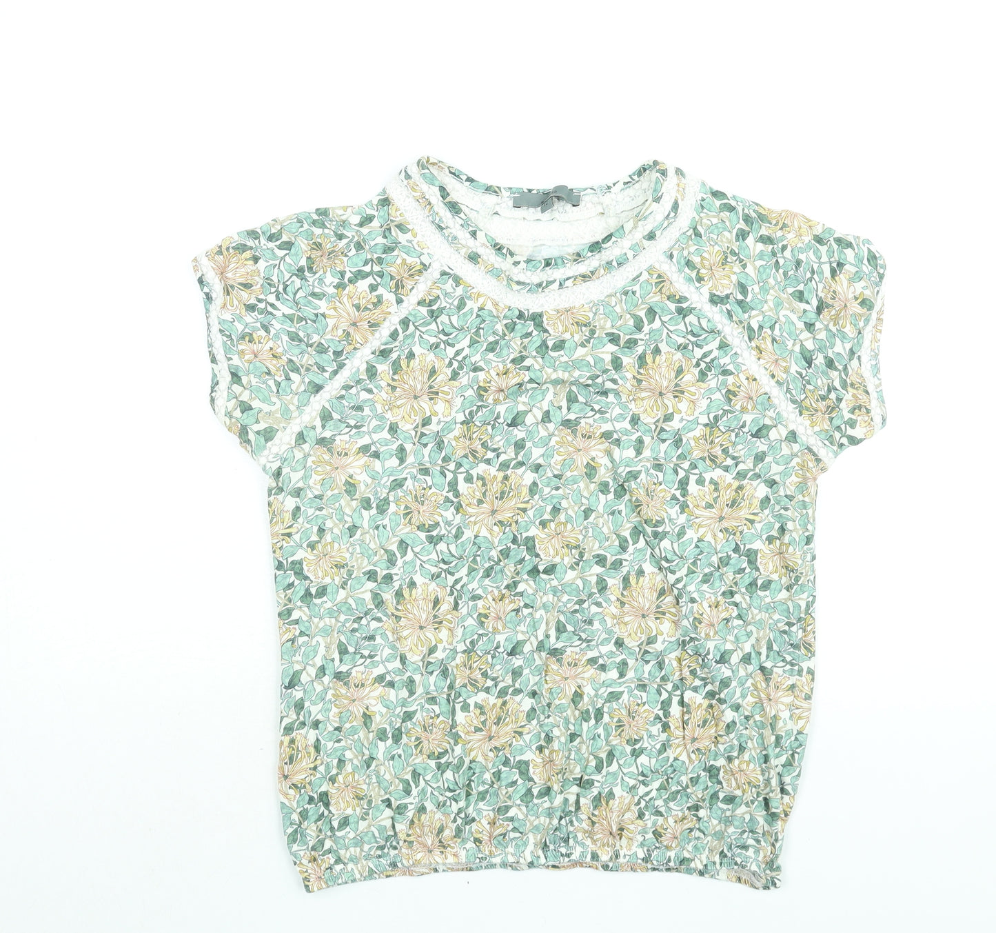 NEXT Womens Multicoloured Geometric Cotton Basic Blouse Size 12 Round Neck - William Morris Print