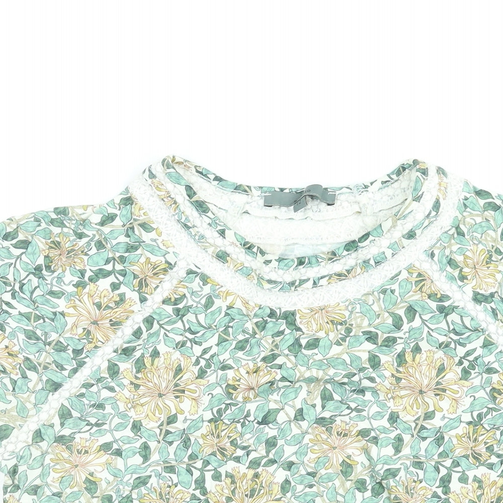 NEXT Womens Multicoloured Geometric Cotton Basic Blouse Size 12 Round Neck - William Morris Print