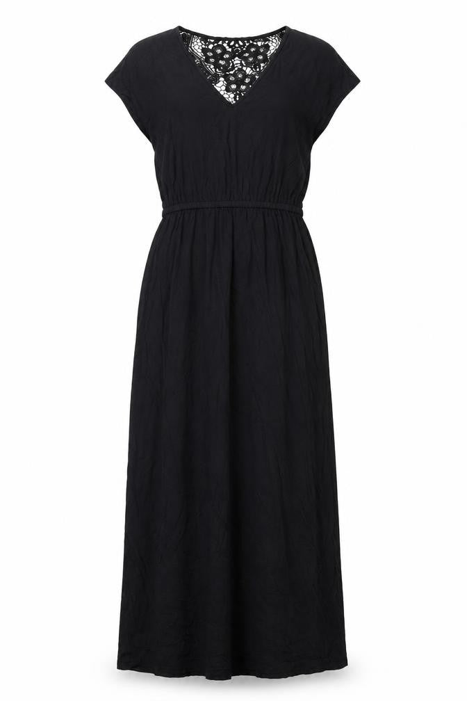 Front view of Dorothy Perkins women’s black polyester maxi, size UK 10, v-neck pullover