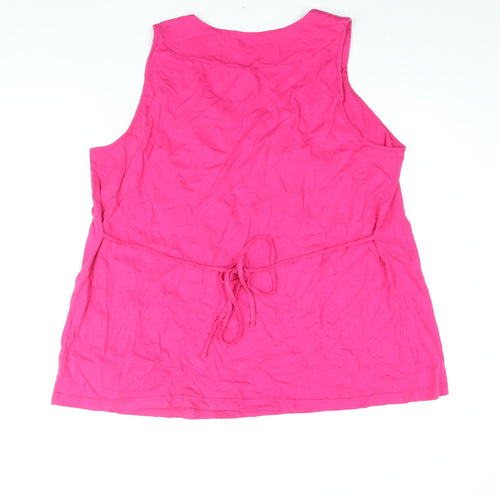Being Casual Womens Pink Cotton Basic Blouse Size 20 Scoop Neck - Beaded