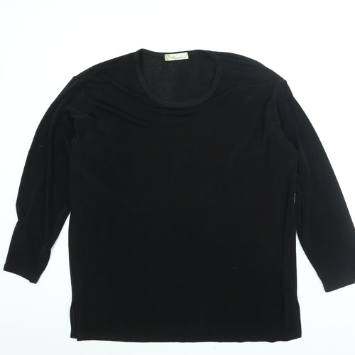 Design Essentials Womens Black Polyester Basic Blouse Size 16 Round Neck