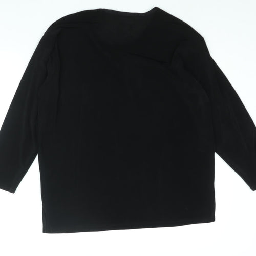 Design Essentials Womens Black Polyester Basic Blouse Size 16 Round Neck