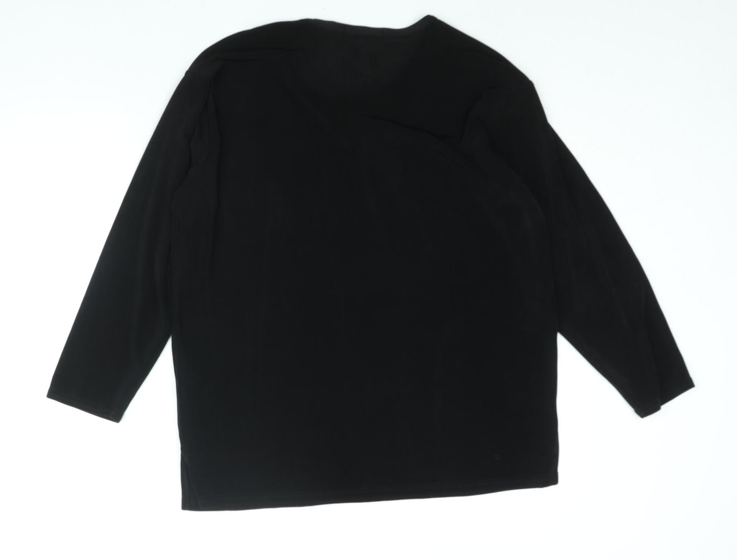 Design Essentials Womens Black Polyester Basic Blouse Size 16 Round Neck
