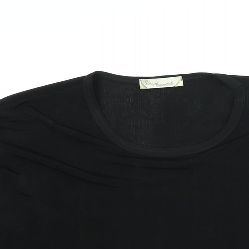 Design Essentials Womens Black Polyester Basic Blouse Size 16 Round Neck