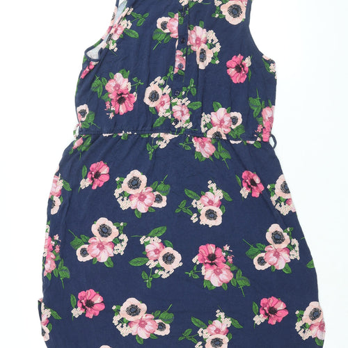 New Look Womens Blue Floral Viscose Shirt Dress Size 18 Collared Button