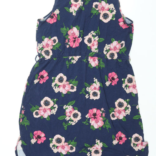 New Look Womens Blue Floral Viscose Shirt Dress Size 18 Collared Button