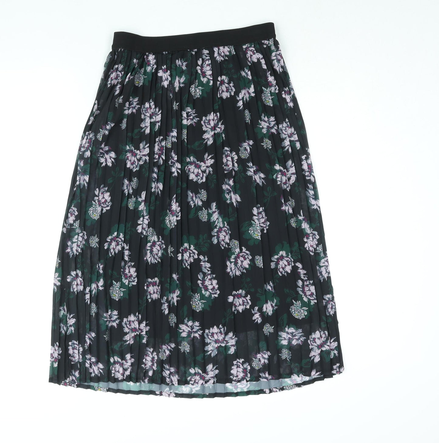 b.young Womens Black Floral Polyester Pleated Skirt Size 10