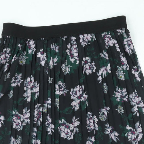 b.young Womens Black Floral Polyester Pleated Skirt Size 10