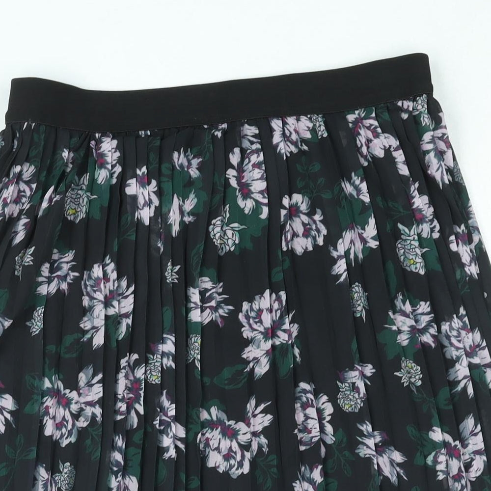 b.young Womens Black Floral Polyester Pleated Skirt Size 10