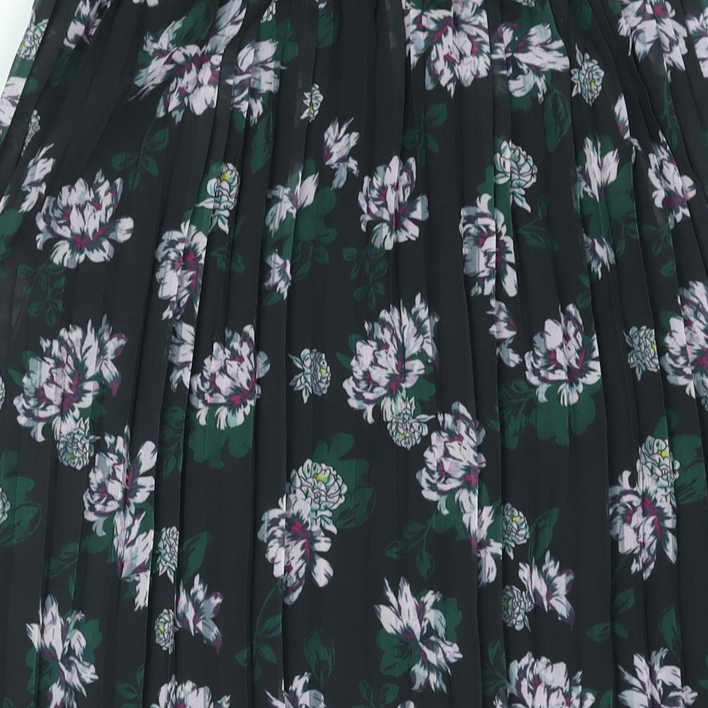 b.young Womens Black Floral Polyester Pleated Skirt Size 10