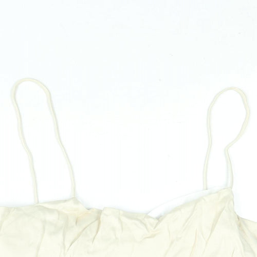 Zara Womens Beige Viscose Cropped Blouse Size XS Scoop Neck - Layered