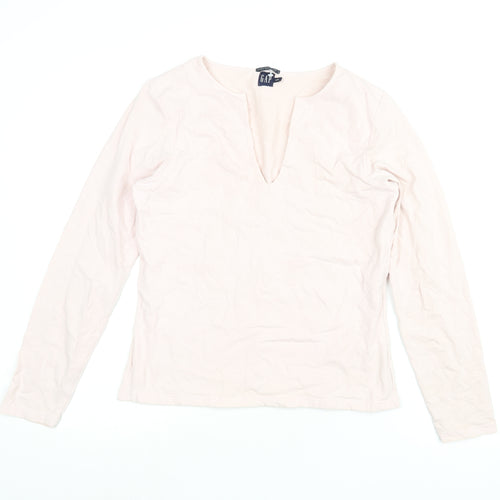 Gap Womens Pink Cotton Basic Blouse Size L V-Neck