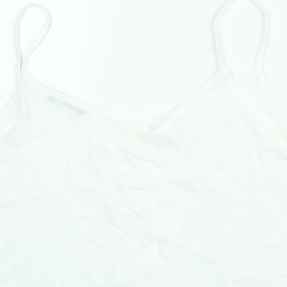 Boohoo Womens White Polyester Camisole Blouse Size 12 V-Neck