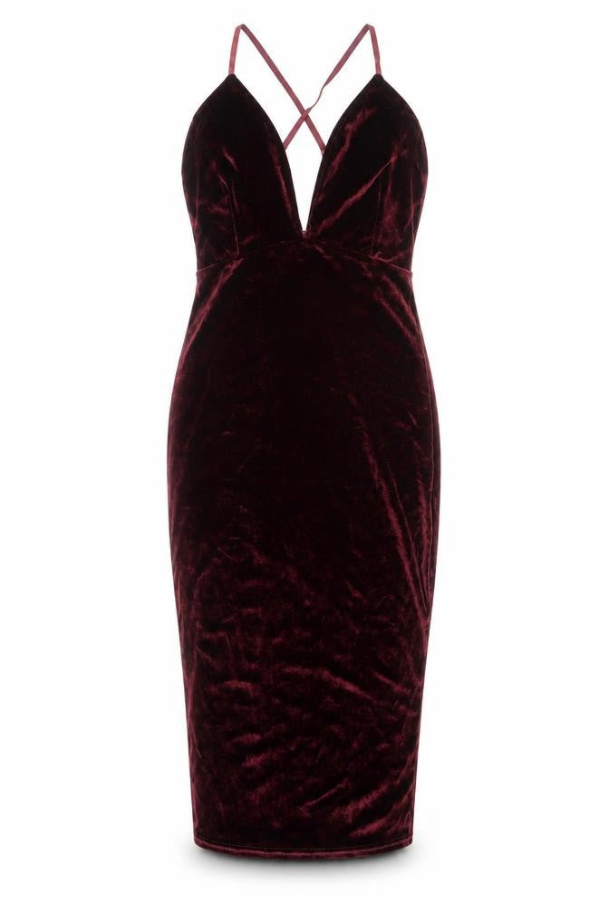 Front view of Figa women’s red polyester bodycon, size UK 10, sweetheart pullover