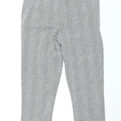 Zara Womens Grey Check Polyester Trousers Size M L26 in Regular Drawstring