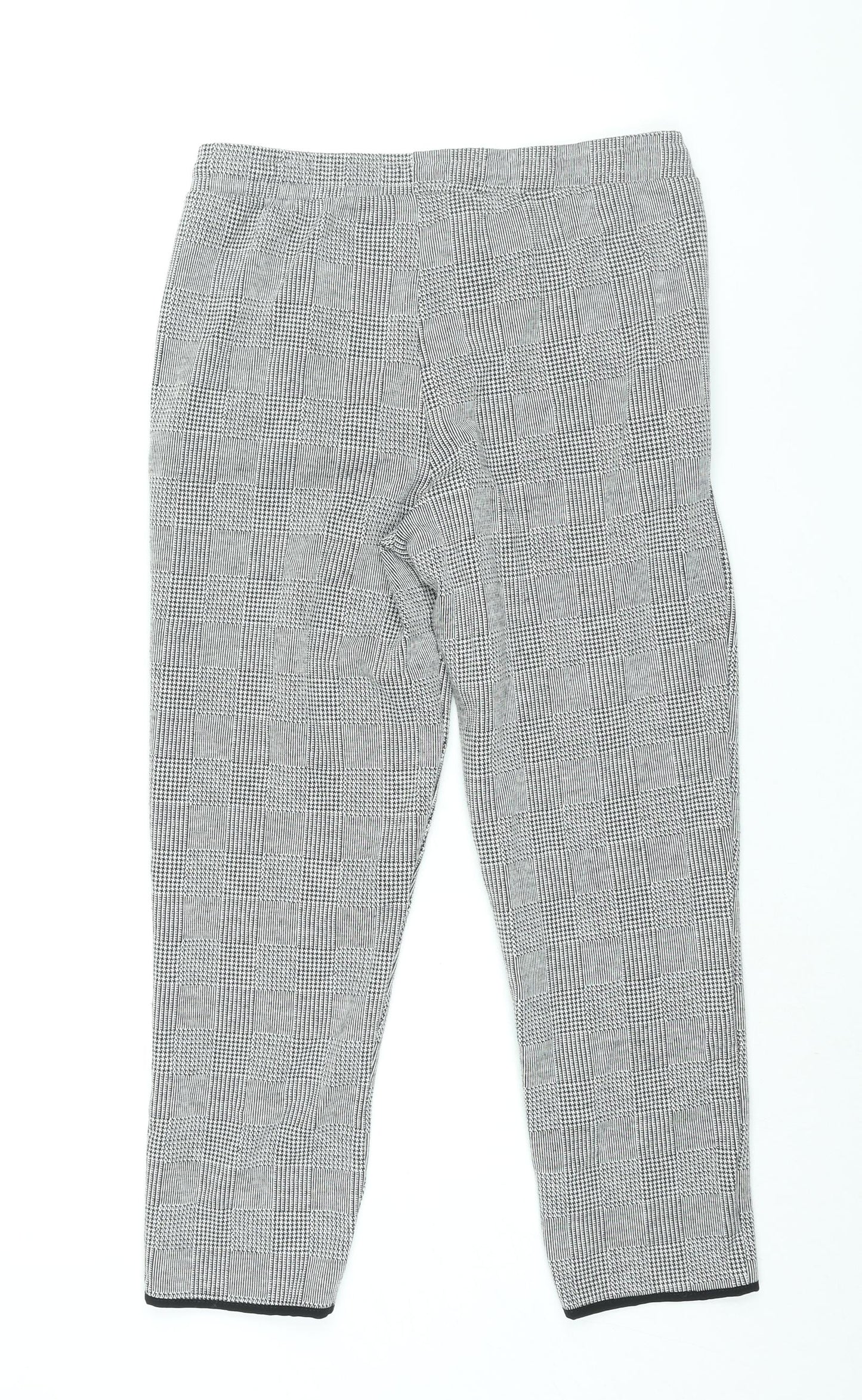 Zara Womens Grey Check Polyester Trousers Size M L26 in Regular Drawstring