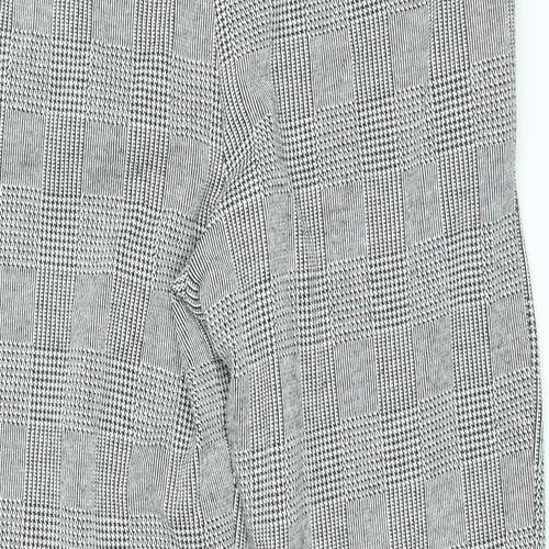 Zara Womens Grey Check Polyester Trousers Size M L26 in Regular Drawstring