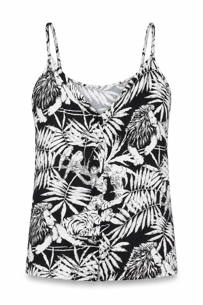 Warehouse Womens Black Floral Viscose Camisole Blouse Size 8 V-Neck