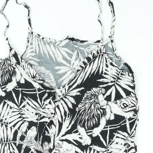 Warehouse Womens Black Floral Viscose Camisole Blouse Size 8 V-Neck