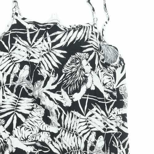 Warehouse Womens Black Floral Viscose Camisole Blouse Size 8 V-Neck