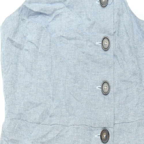 Warehouse Womens Blue Viscose Shift Size 12 Square Neck Zip - Button Detail