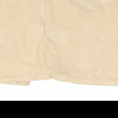 Misspap Womens Beige Polyester Mini Skirt Size M Zip - Lace Up Detail