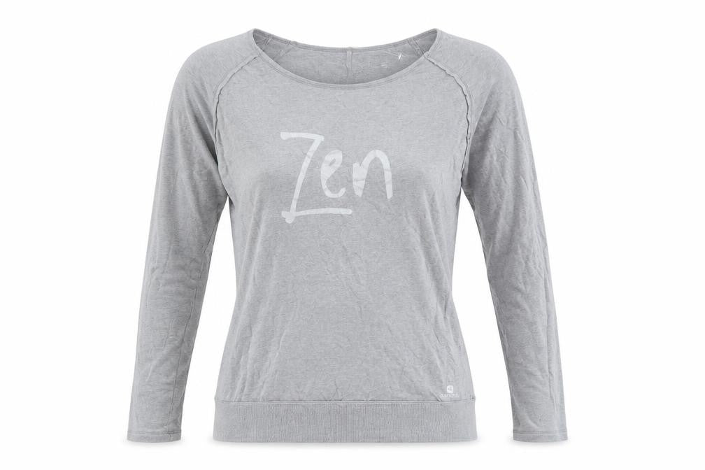 Front view of Decathlon women’s grey cotton basic t-shirt size 2xs round neck - zen