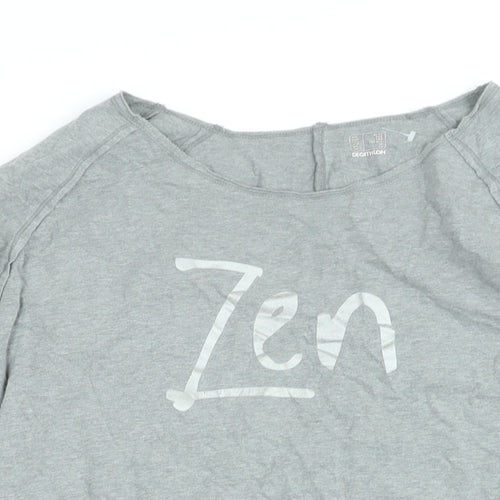 DECATHLON Womens Grey Cotton Basic T-Shirt Size 2XS Round Neck - Zen