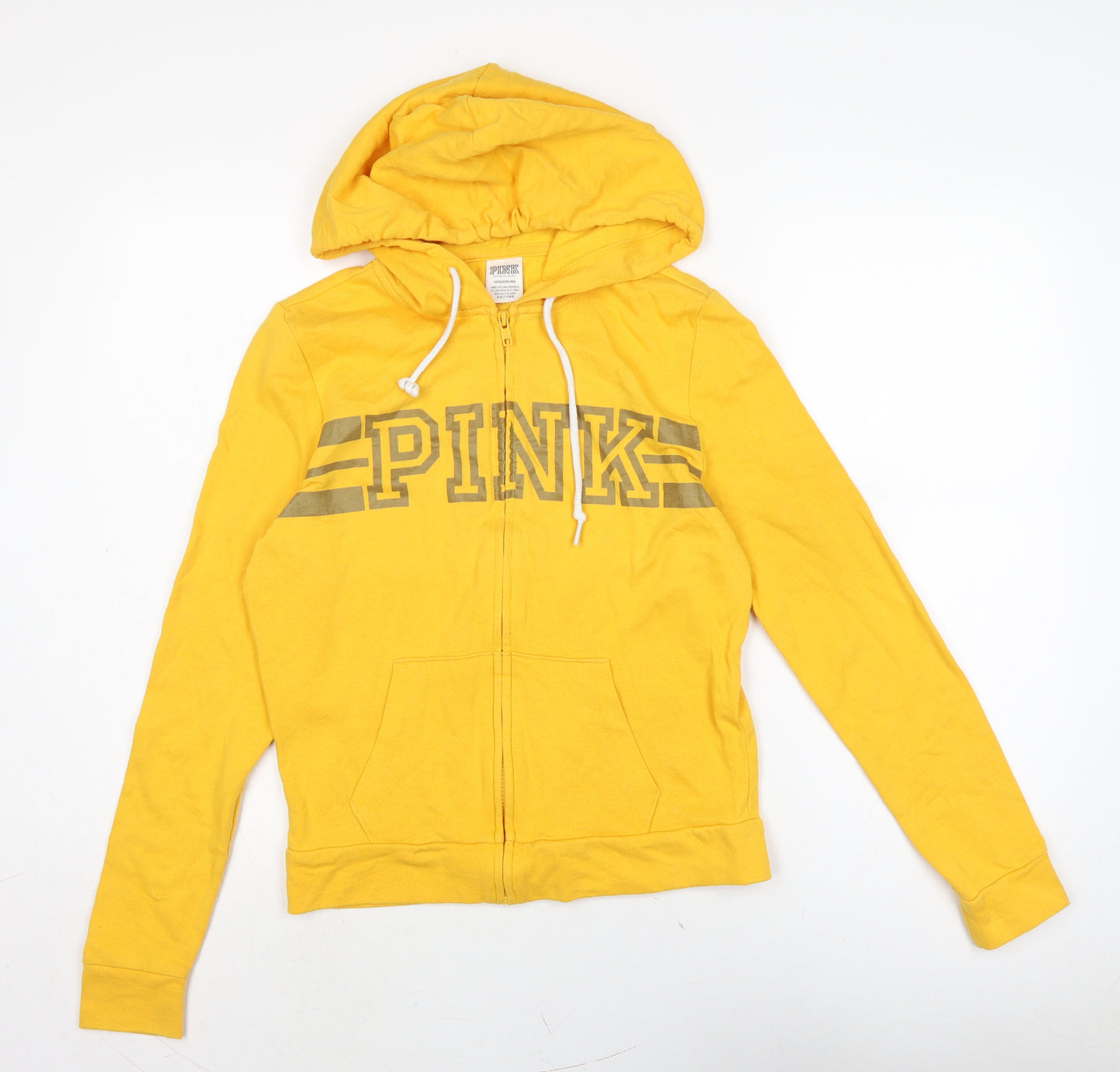 Victoria's Secret Womens Yellow Cotton Full Zip Hoodie Size 10