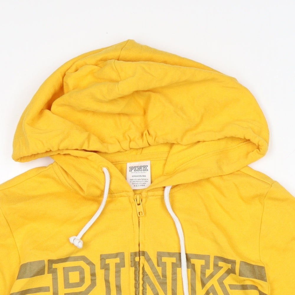 Victoria's Secret Womens Yellow Cotton Full Zip Hoodie Size 10
