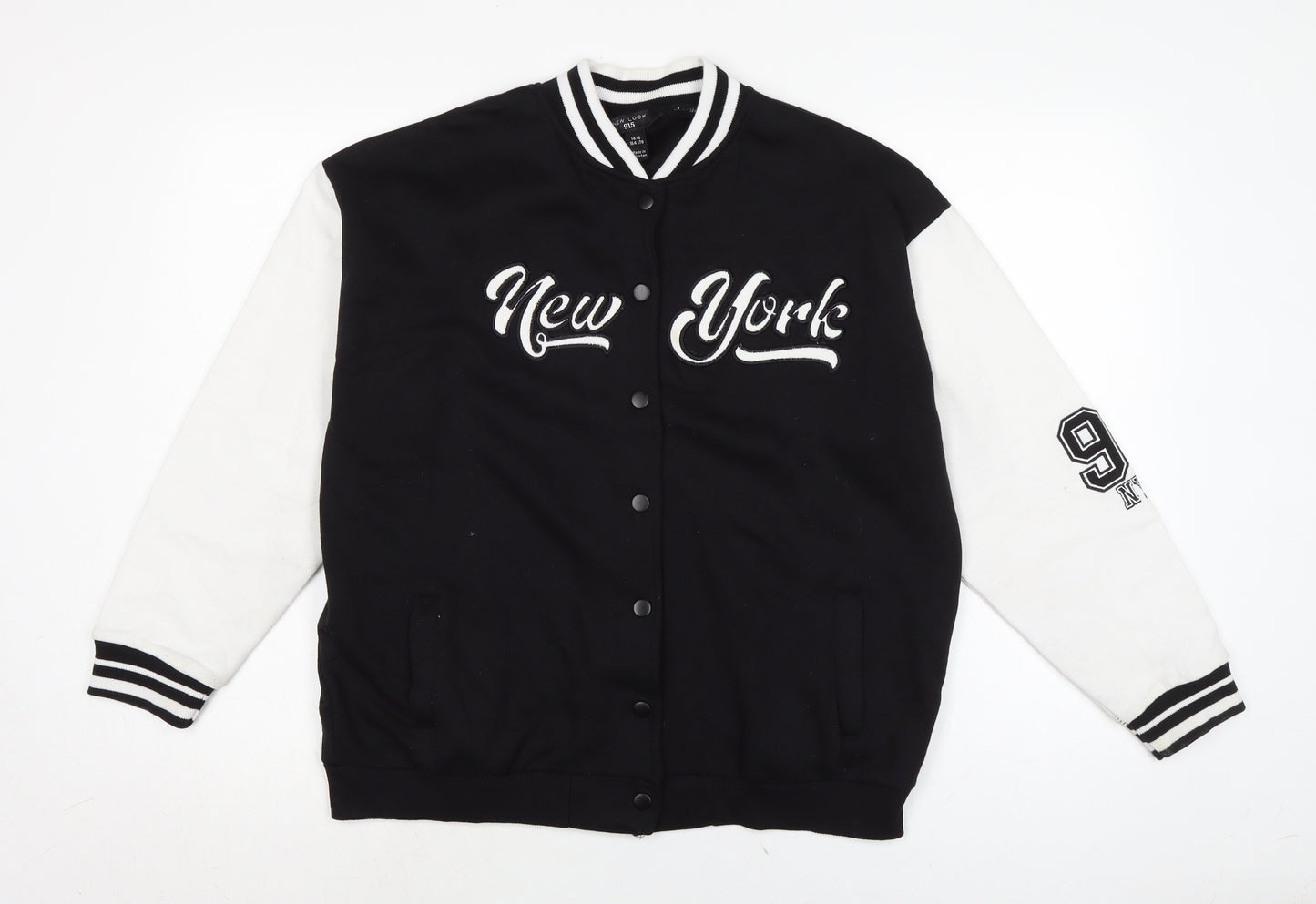 New Look Boys Black Cotton Cardigan Sweatshirt Size 14-15 Years Snap