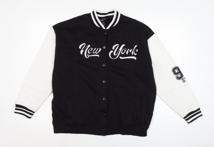 New Look Boys Black Cotton Cardigan Sweatshirt Size 14-15 Years Snap